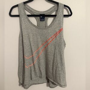 Nike Gray Tank Top with Neon Orange Swoosh